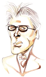 William Butler Yeats, irländsk poet och dramatiker (1865-1939); karikatyr